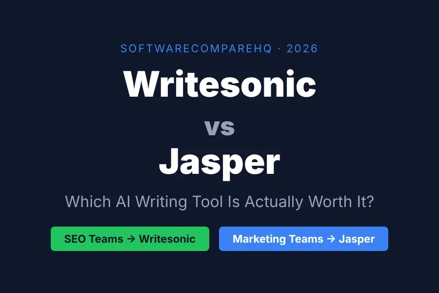 Writesonic vs Jasper 2026 comparison featured banner showing both tool logos